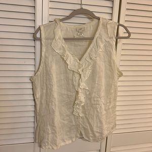 JJill white button up tank